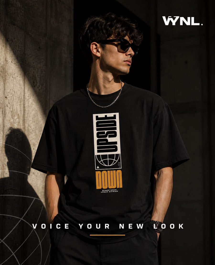 UPSIDE DOWN BLACK OVERSIZED T-SHIRT